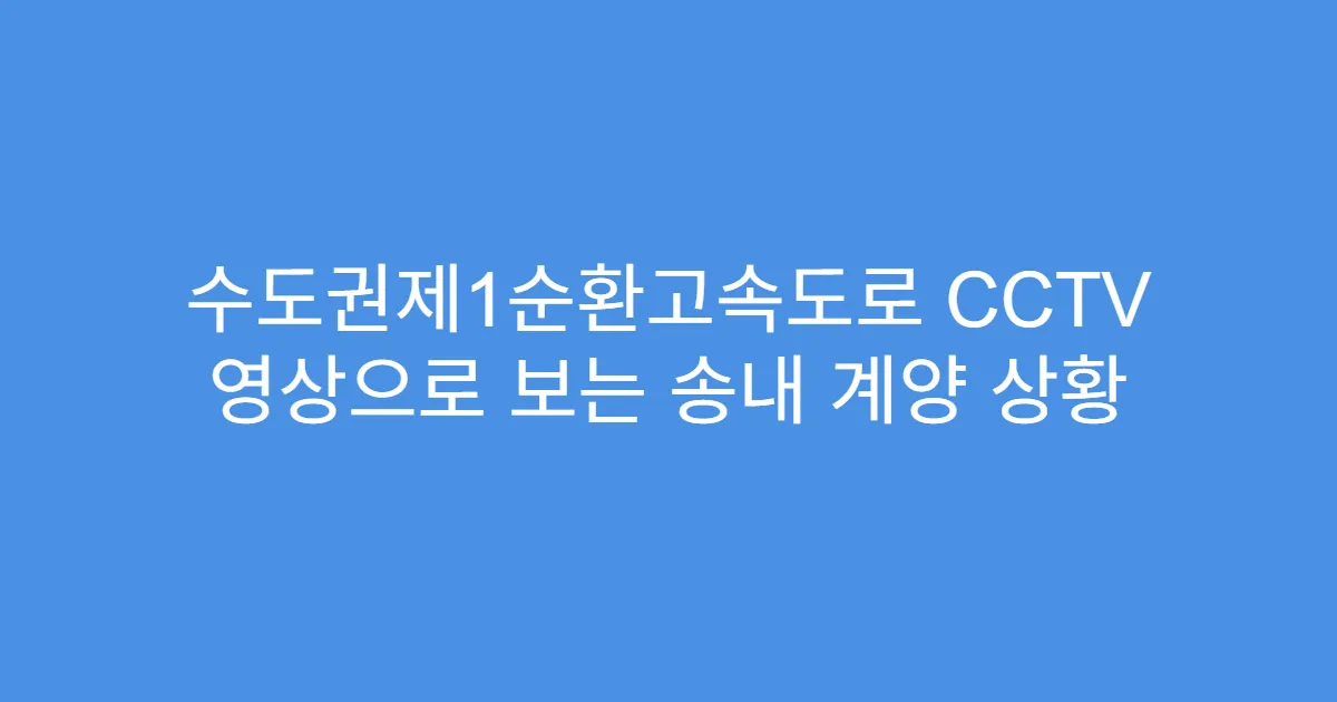 수도권제1순환고속도로 CCTV 영상으로 보는 송내 계양 상황