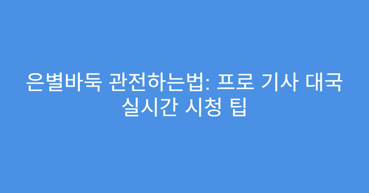 은별바둑 관전하는법: 프로 기사 대국 실시간 시청 팁