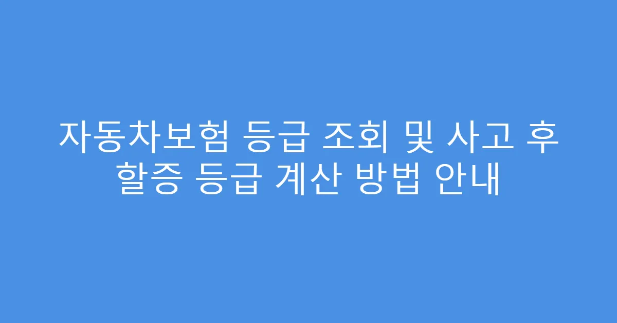 자동차보험 등급 조회 및 사고 후 할증 등급 계산 방법 안내