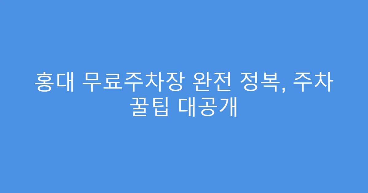 홍대 무료주차장 완전 정복, 주차 꿀팁 대공개