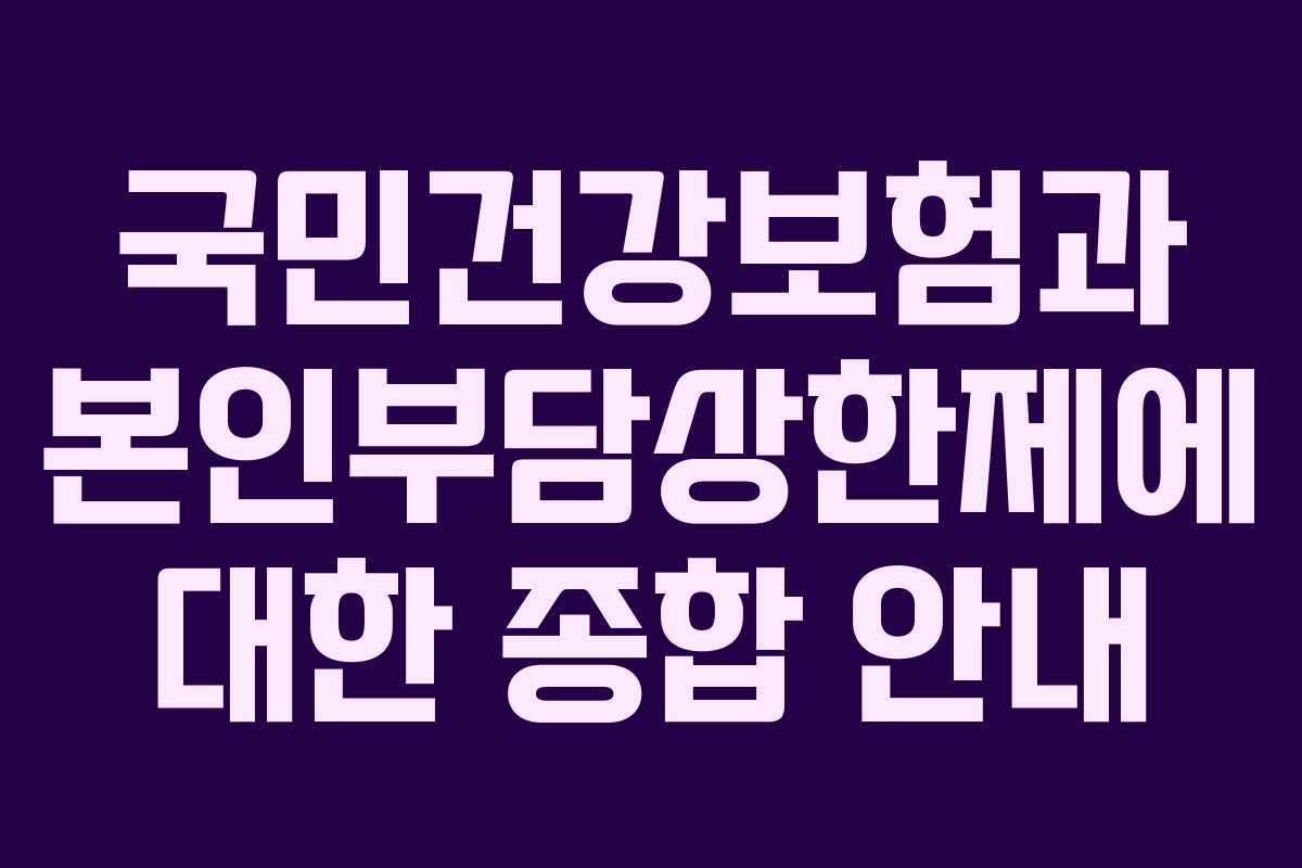 국민건강보험과 본인부담상한제에 대한 종합 안내