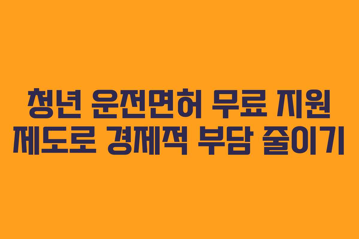 청년 운전면허 무료 지원 제도로 경제적 부담 줄이기