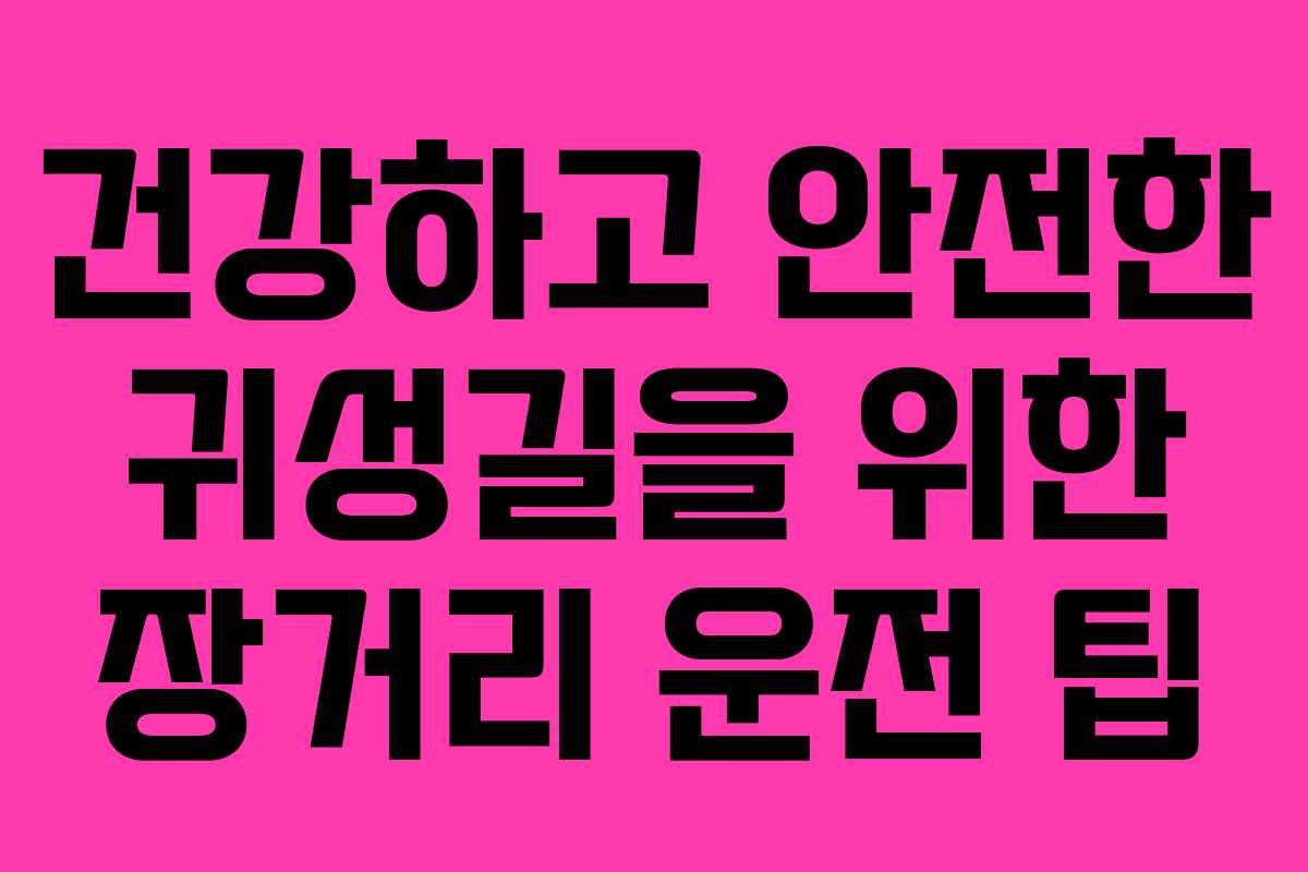 건강하고 안전한 귀성길을 위한 장거리 운전 팁