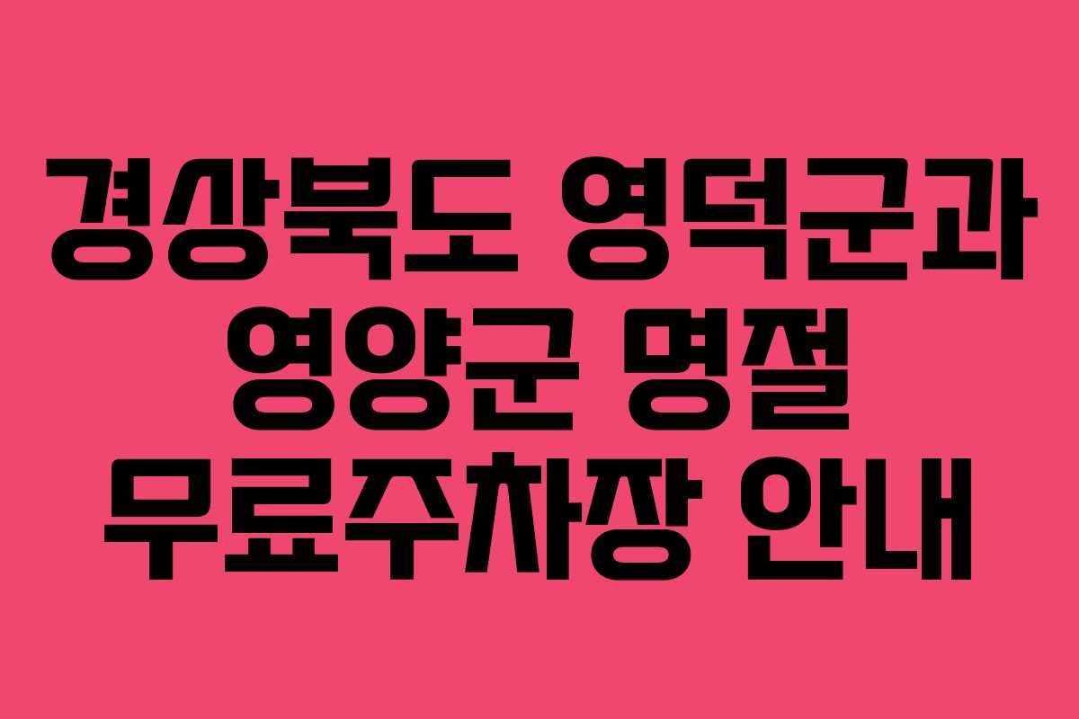 경상북도 영덕군과 영양군 명절 무료주차장 안내