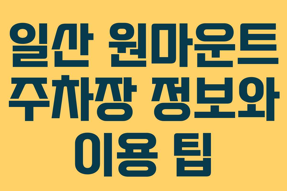 일산 원마운트 주차장 정보와 이용 팁