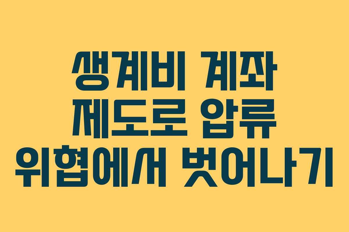 생계비 계좌 제도로 압류 위협에서 벗어나기