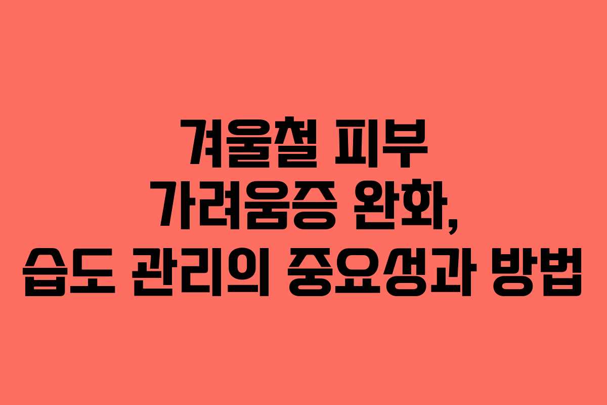 겨울철 피부 가려움증 완화, 습도 관리의 중요성과 방법