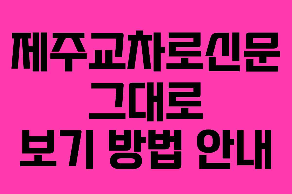 제주교차로신문 그대로 보기 방법 안내