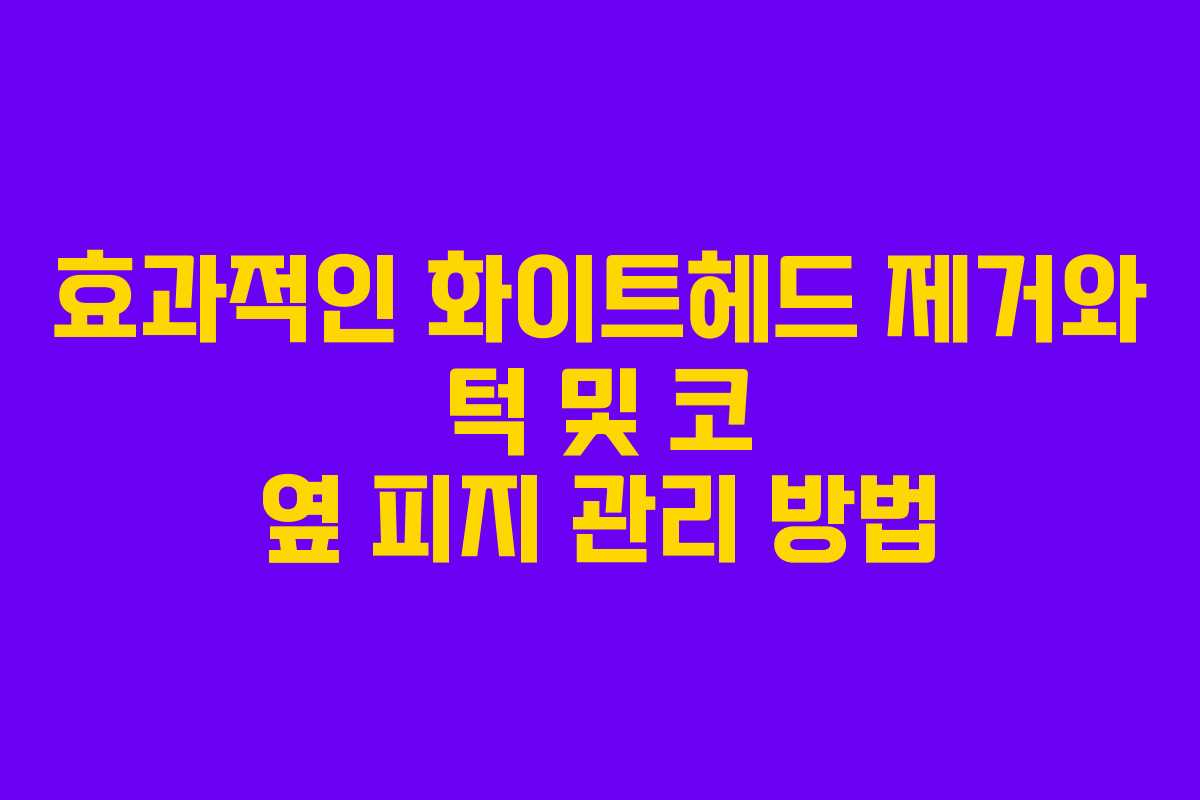 효과적인 화이트헤드 제거와 턱 및 코 옆 피지 관리 방법