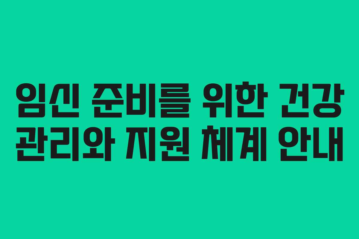 임신 준비를 위한 건강 관리와 지원 체계 안내