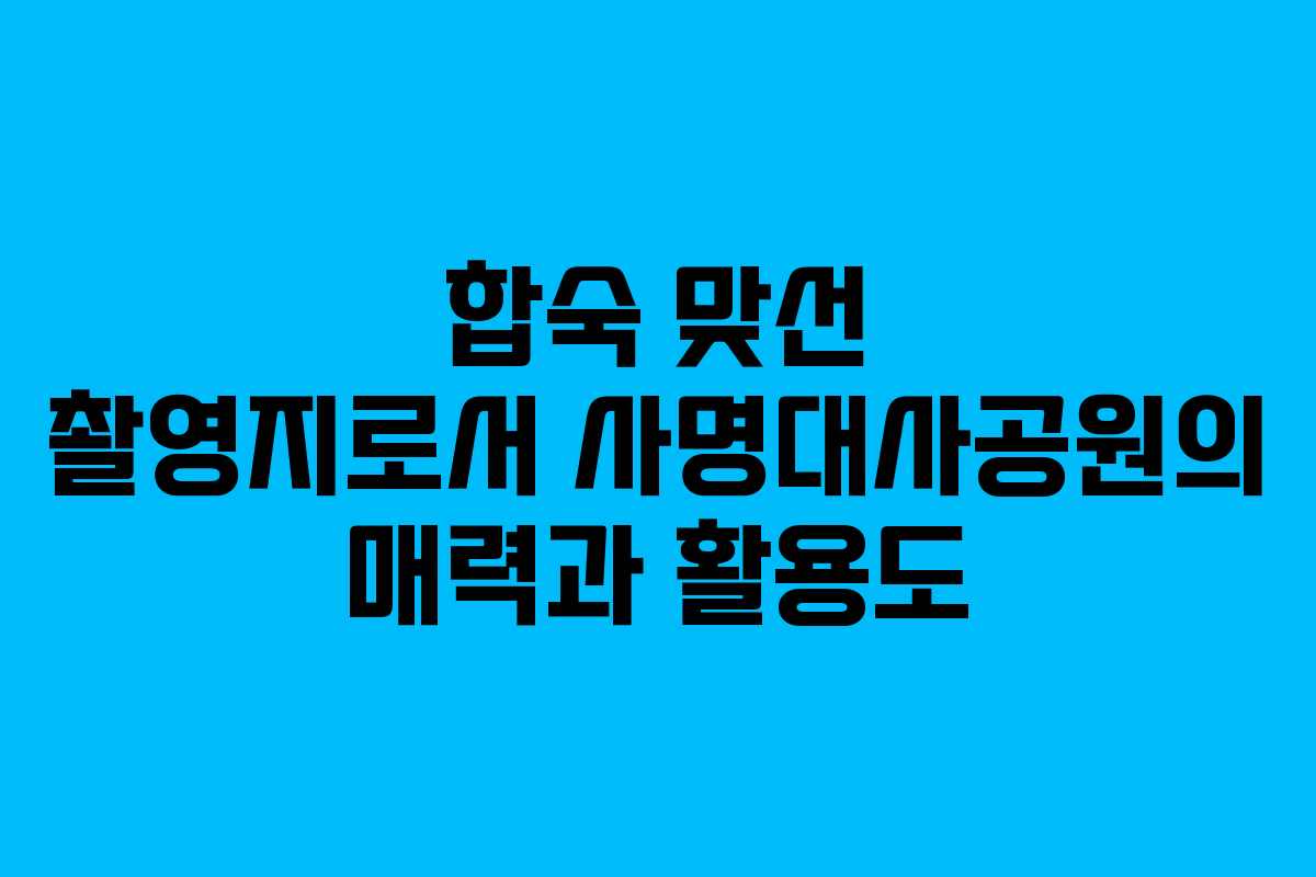 합숙 맞선 촬영지로서 사명대사공원의 매력과 활용도