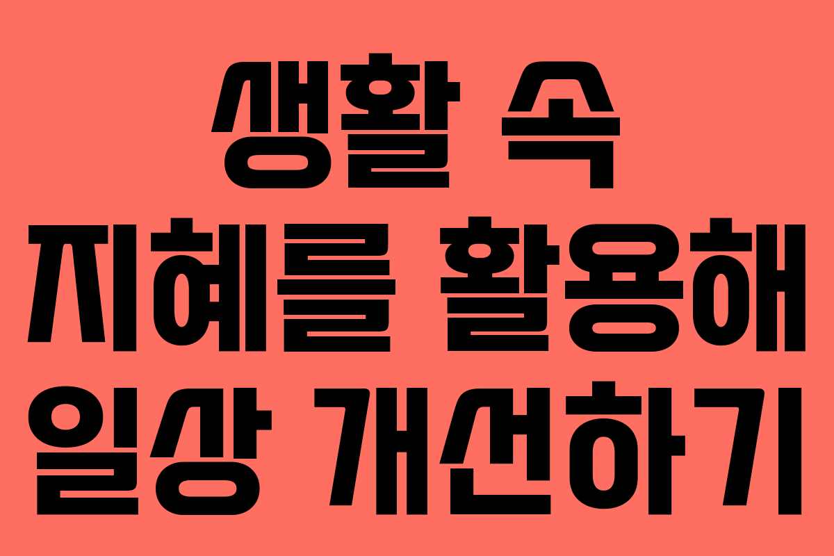 생활 속 지혜를 활용해 일상 개선하기