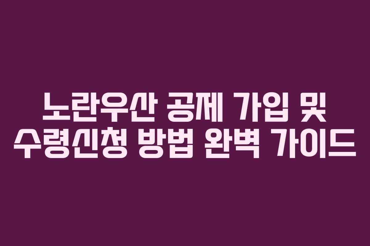 노란우산 공제 가입 및 수령신청 방법 완벽 가이드