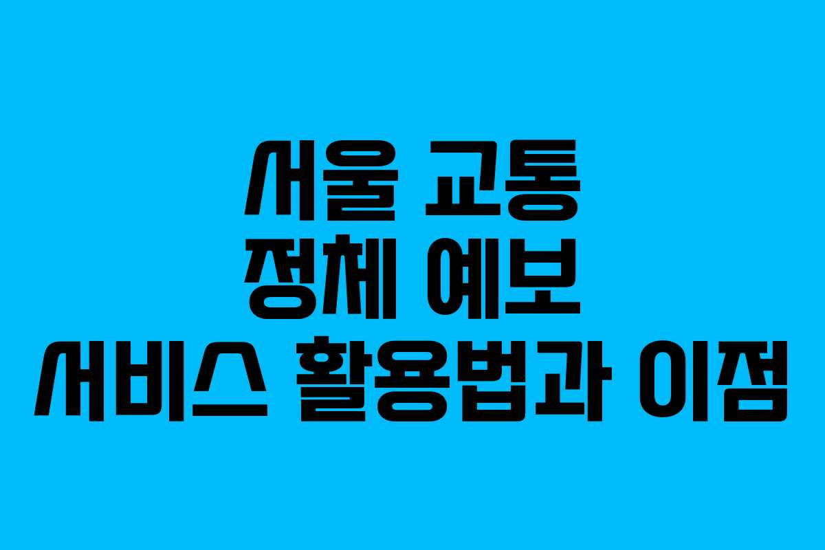 서울 교통 정체 예보 서비스 활용법과 이점