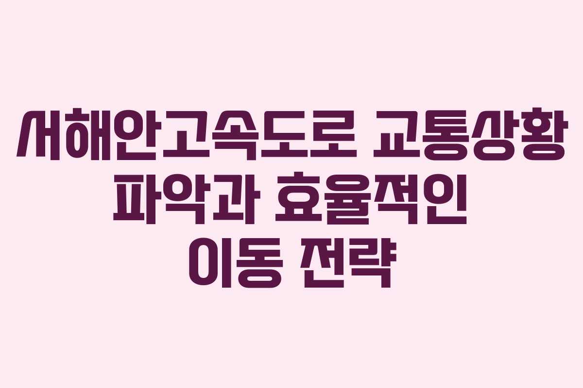 서해안고속도로 교통상황 파악과 효율적인 이동 전략