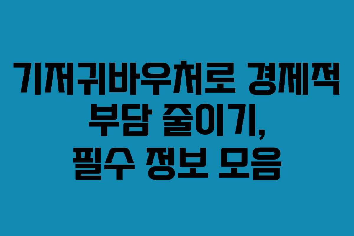 기저귀바우처로 경제적 부담 줄이기, 필수 정보 모음