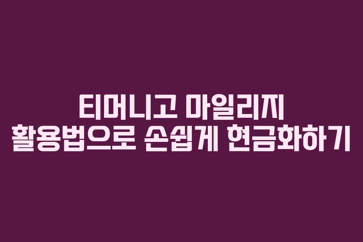 티머니고 마일리지 활용법으로 손쉽게 현금화하기