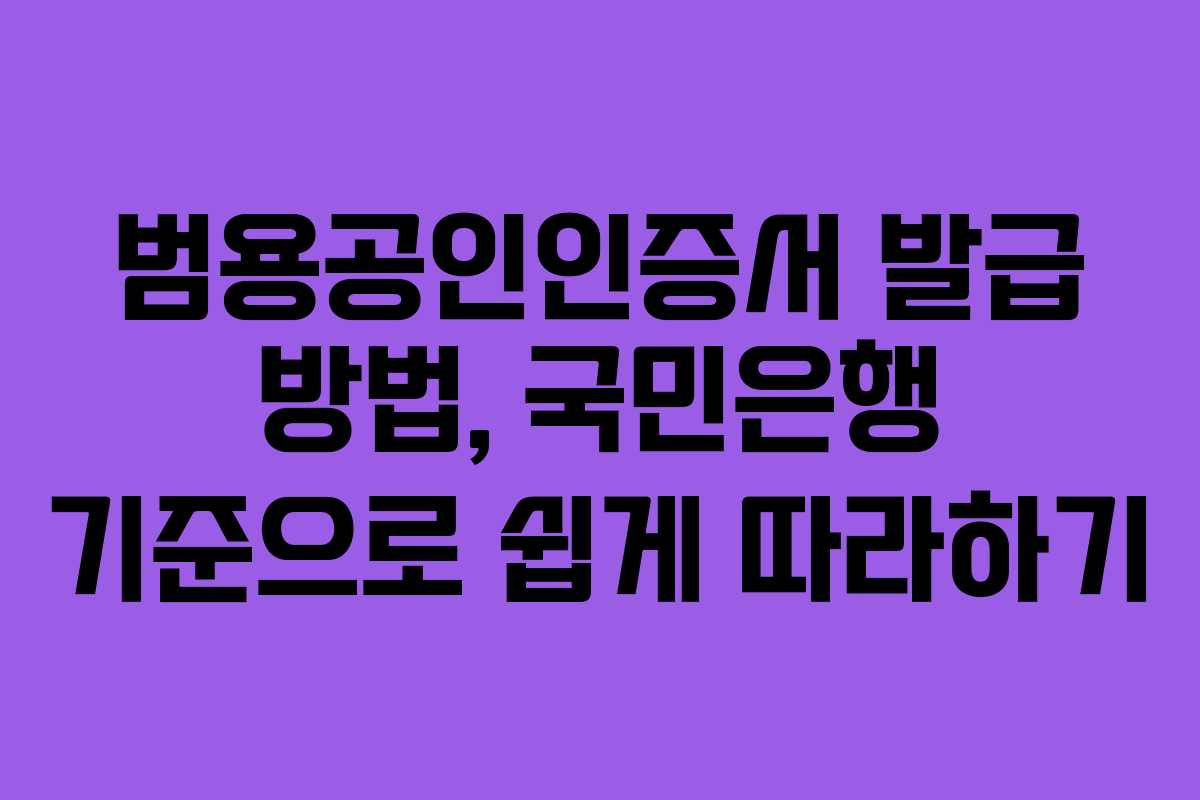 범용공인인증서 발급 방법, 국민은행 기준으로 쉽게 따라하기