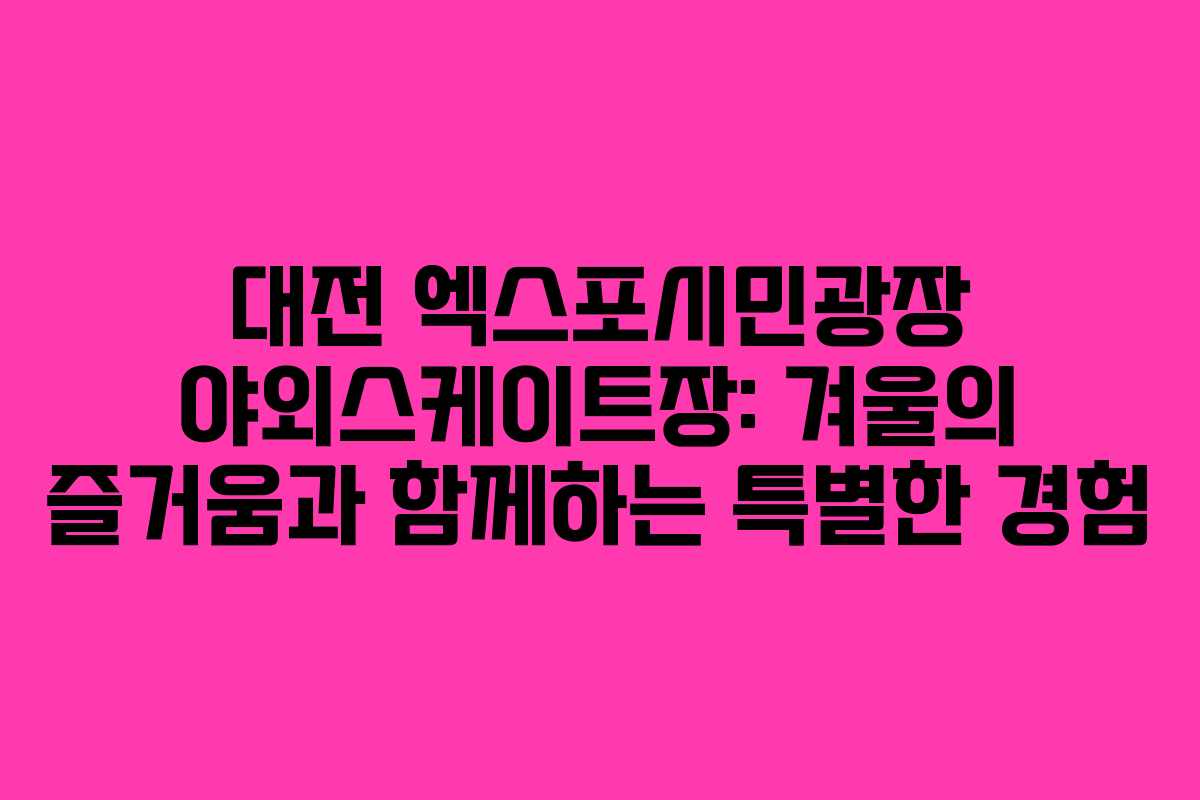 대전 엑스포시민광장 야외스케이트장: 겨울의 즐거움과 함께하는 특별한 경험