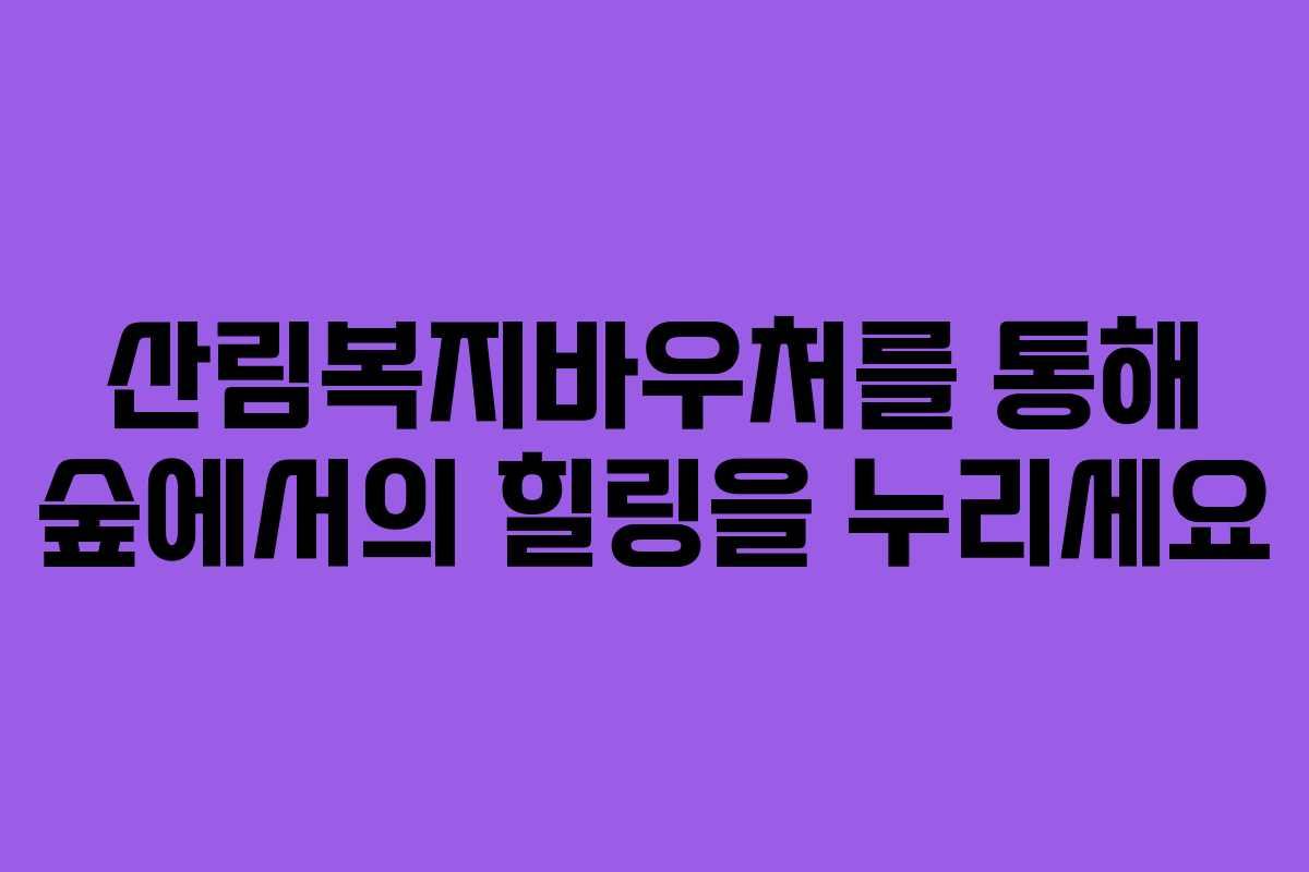 산림복지바우처를 통해 숲에서의 힐링을 누리세요