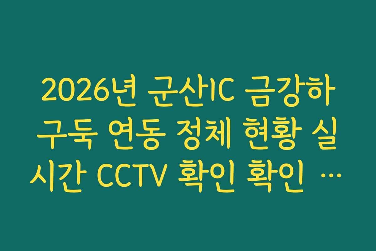 2026년 군산IC 금강하구둑 연동 정체 현황 실시간 CCTV 확인 확인 정보