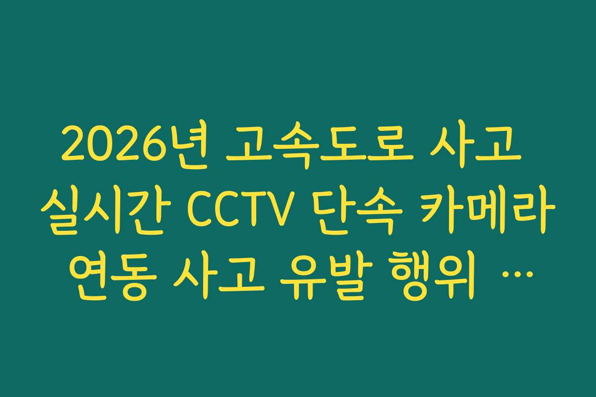 2026년 고속도로 사고 실시간 CCTV 단속 카메라 연동 사고 유발 행위 체크