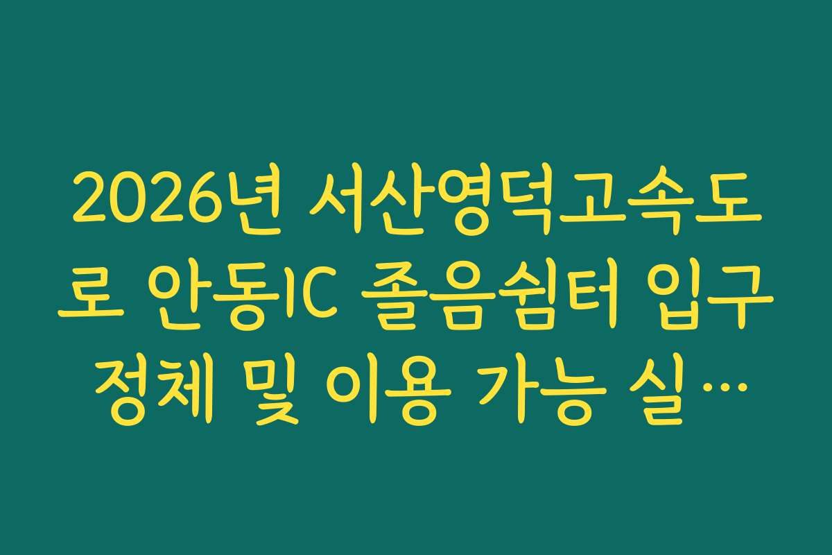 2026년 서산영덕고속도로 안동IC 졸음쉼터 입구 정체 및 이용 가능 실시간 확인