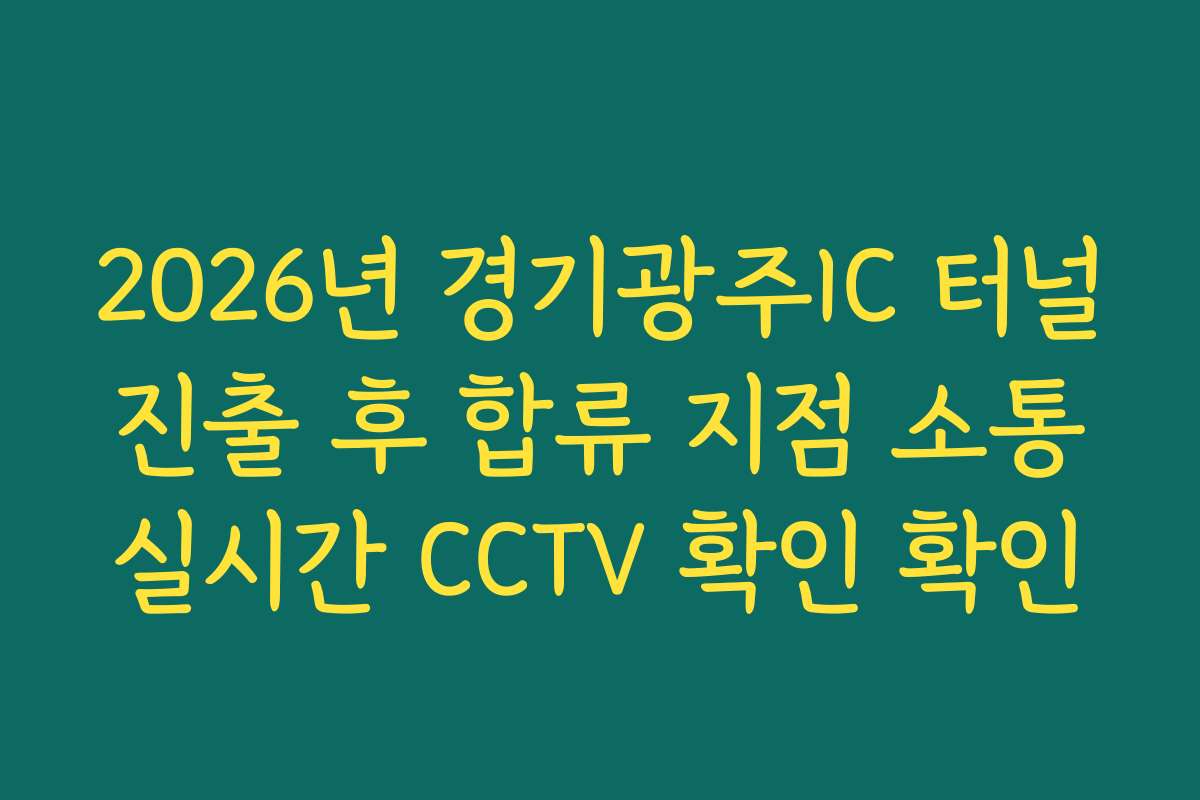 2026년 경기광주IC 터널 진출 후 합류 지점 소통 실시간 CCTV 확인 확인