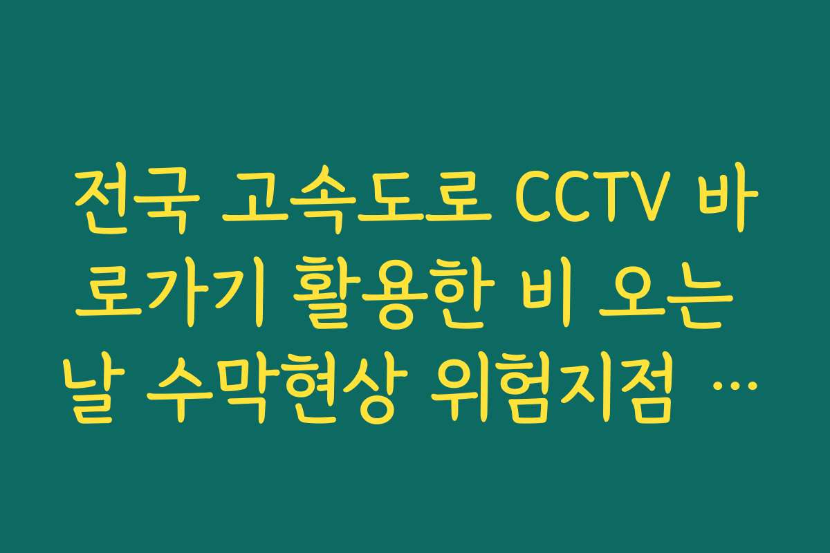 전국 고속도로 CCTV 바로가기 활용한 비 오는 날 수막현상 위험지점 분석
