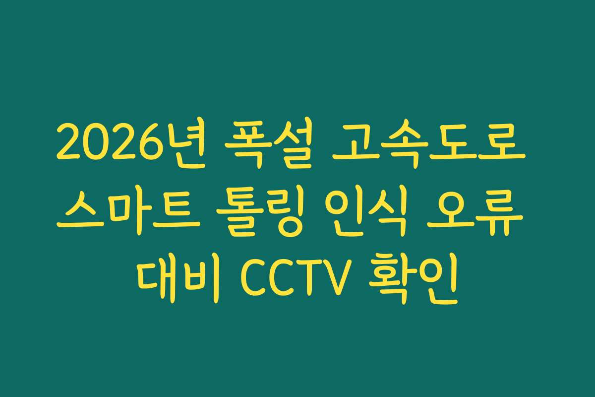 2026년 폭설 고속도로 스마트 톨링 인식 오류 대비 CCTV 확인
