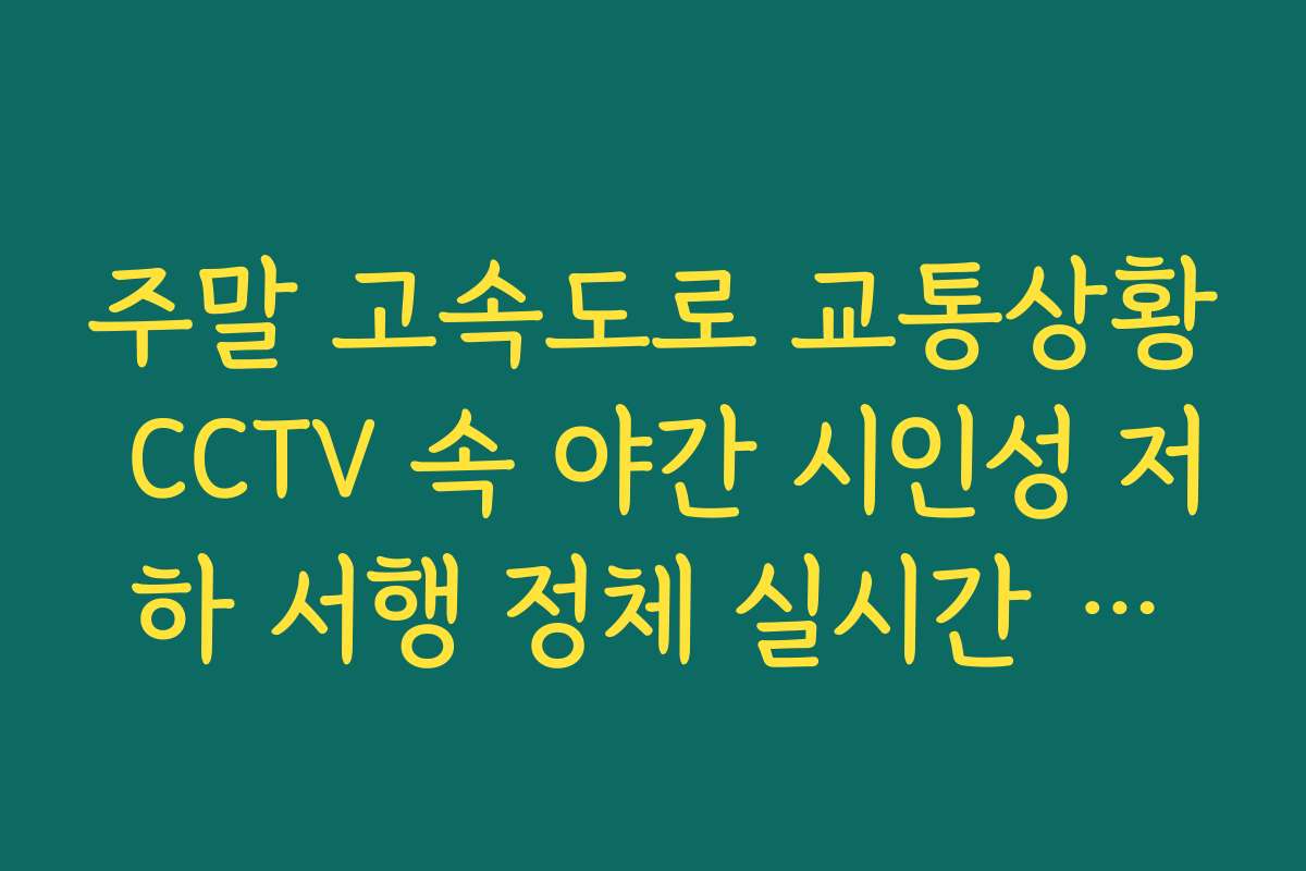 주말 고속도로 교통상황 CCTV 속 야간 시인성 저하 서행 정체 실시간 분석 확인