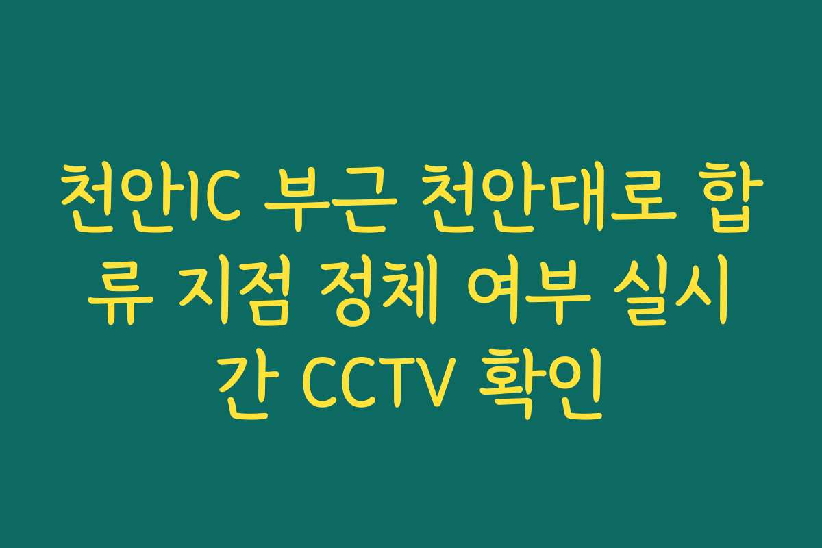천안IC 부근 천안대로 합류 지점 정체 여부 실시간 CCTV 확인