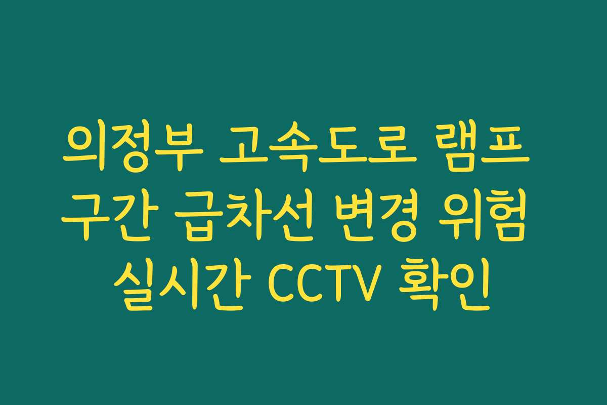 의정부 고속도로 램프 구간 급차선 변경 위험 실시간 CCTV 확인