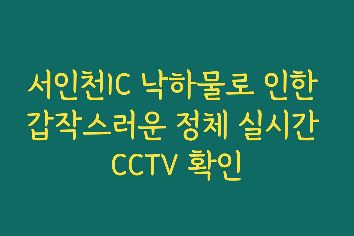서인천IC 낙하물로 인한 갑작스러운 정체 실시간 CCTV 확인