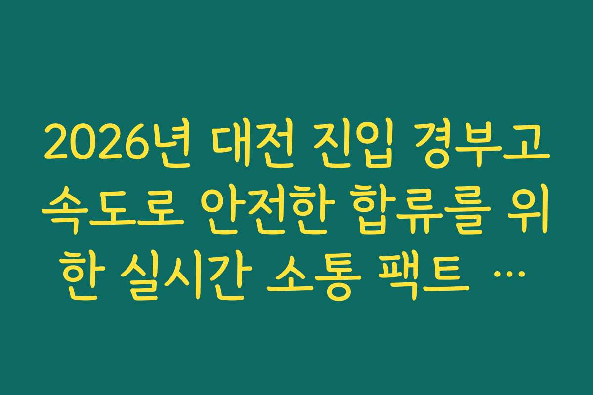 2026년 대전 진입 경부고속도로 안전한 합류를 위한 실시간 소통 팩트 확인