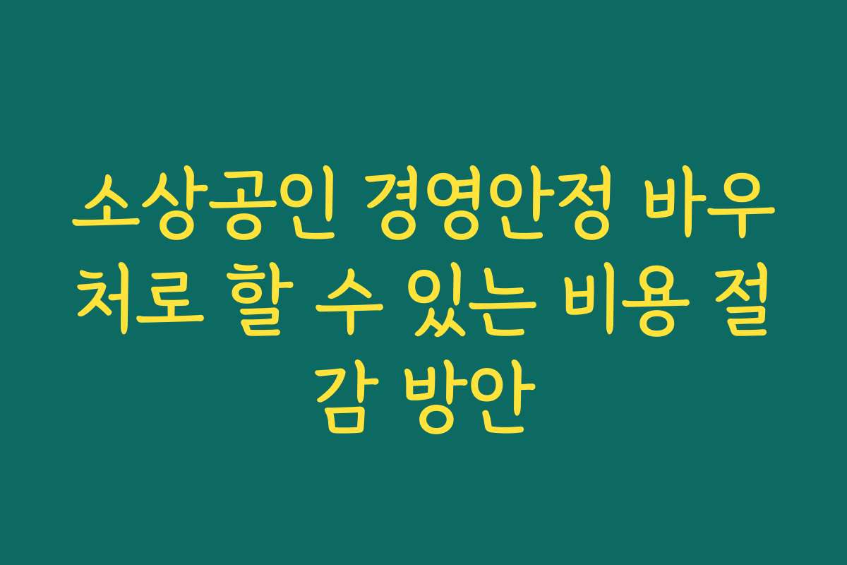 소상공인 경영안정 바우처로 할 수 있는 비용 절감 방안