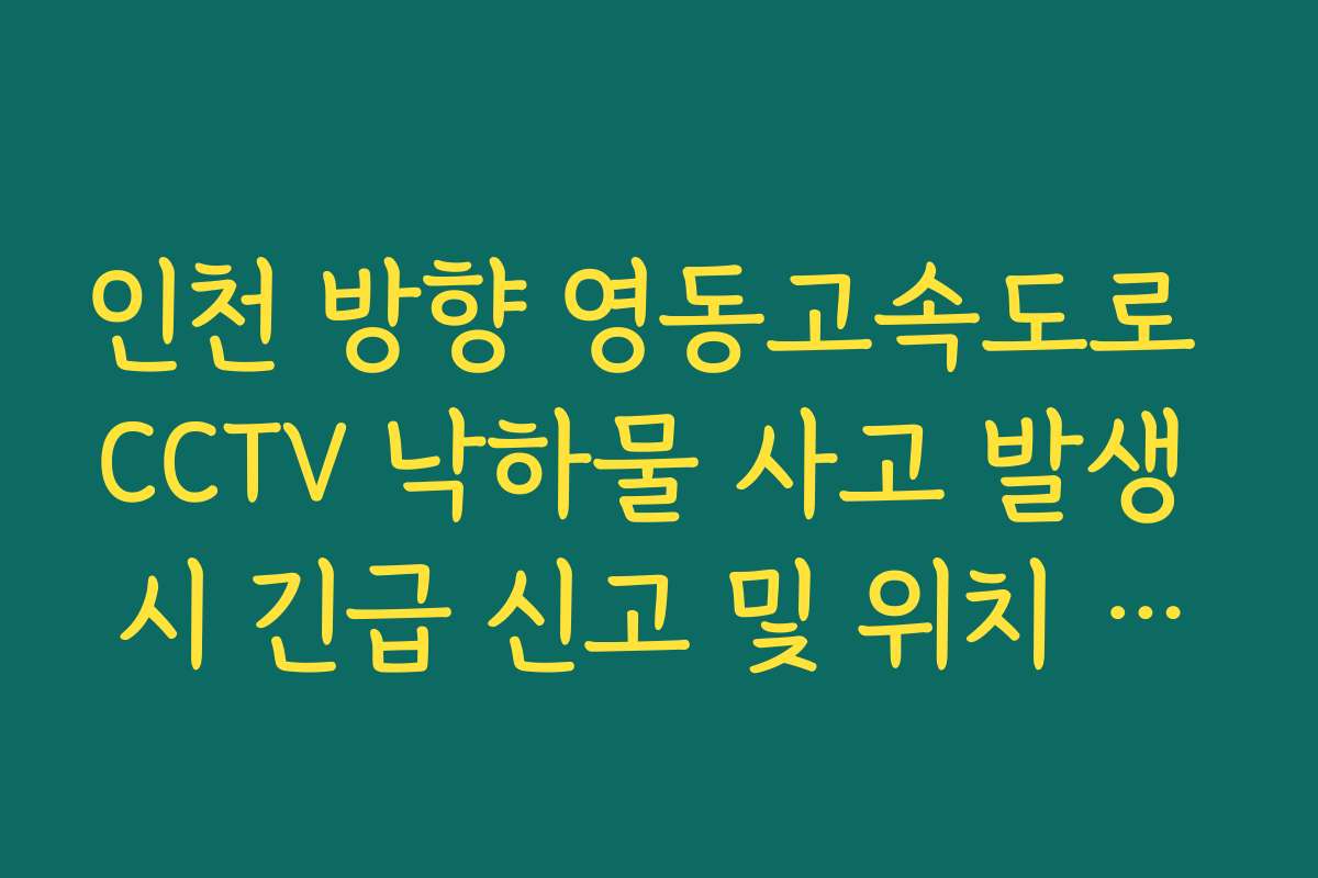 인천 방향 영동고속도로 CCTV 낙하물 사고 발생 시 긴급 신고 및 위치 파악