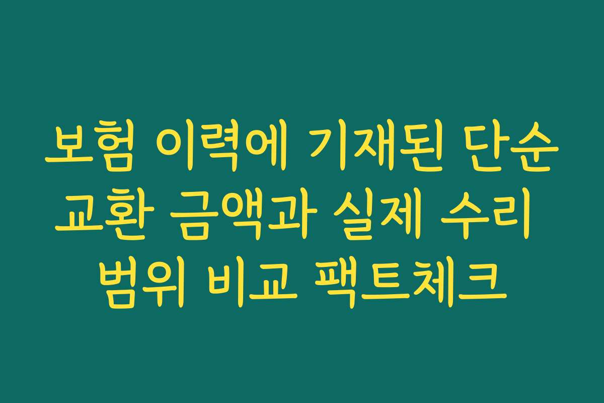 보험 이력에 기재된 단순교환 금액과 실제 수리 범위 비교 팩트체크
