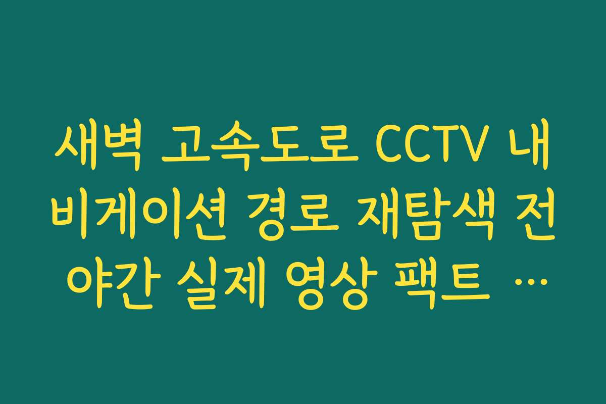 새벽 고속도로 CCTV 내비게이션 경로 재탐색 전 야간 실제 영상 팩트 체크
