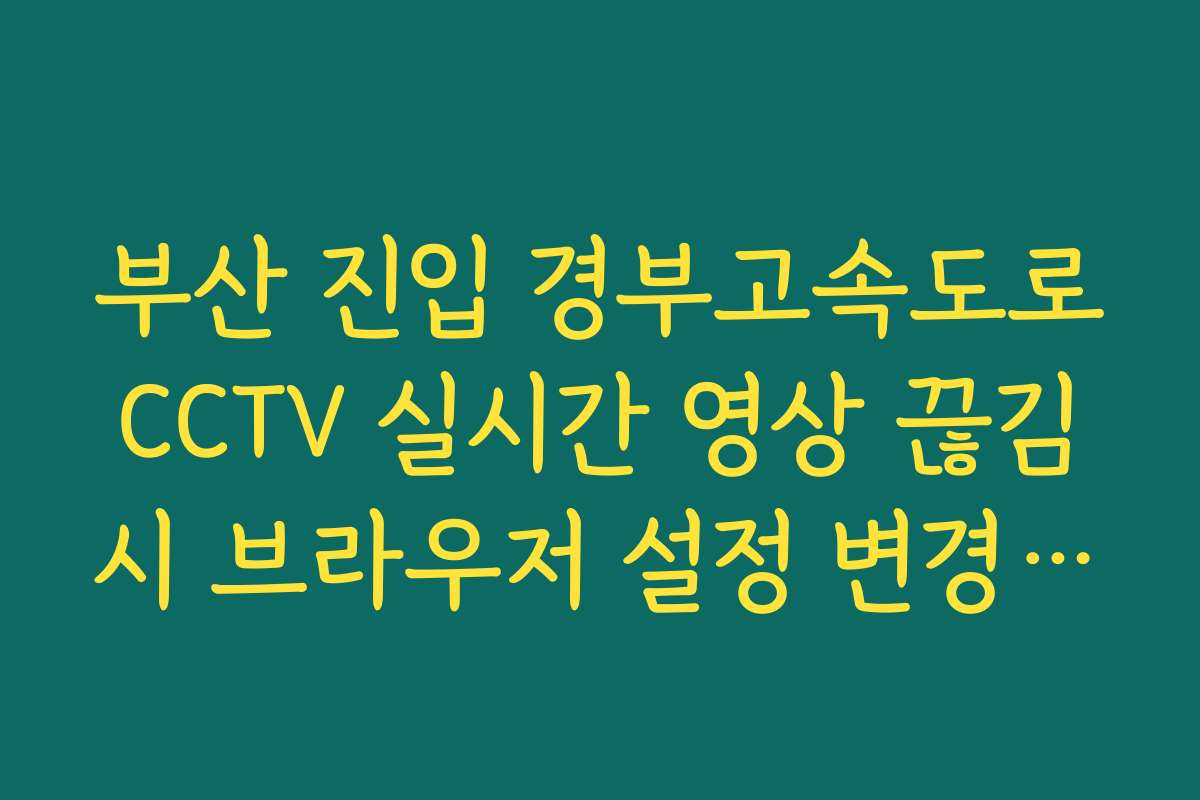 부산 진입 경부고속도로 CCTV 실시간 영상 끊김 시 브라우저 설정 변경 가이드