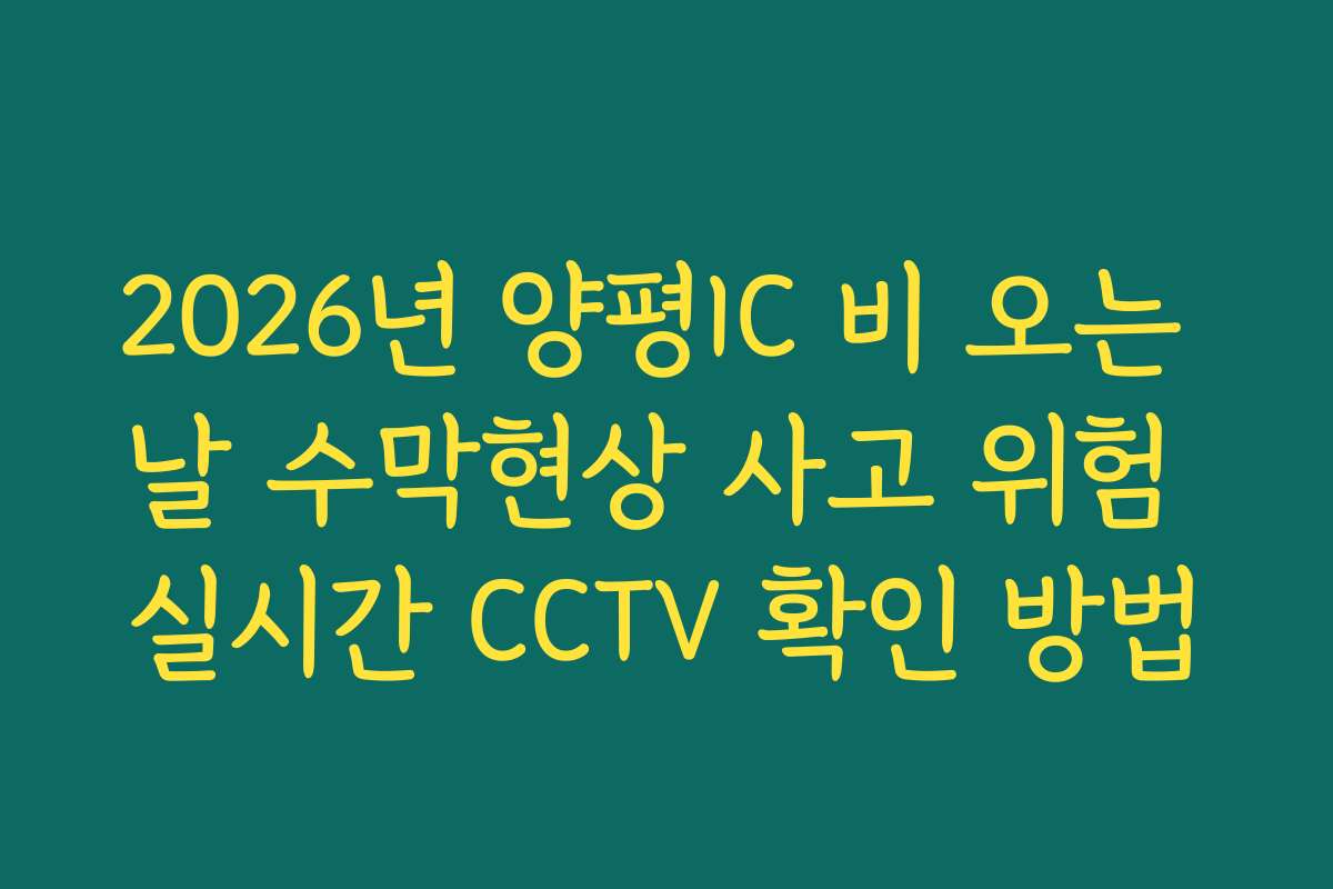 2026년 양평IC 비 오는 날 수막현상 사고 위험 실시간 CCTV 확인 방법