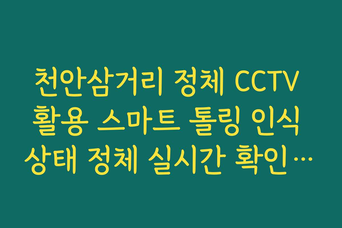 천안삼거리 정체 CCTV 활용 스마트 톨링 인식 상태 정체 실시간 확인 방법