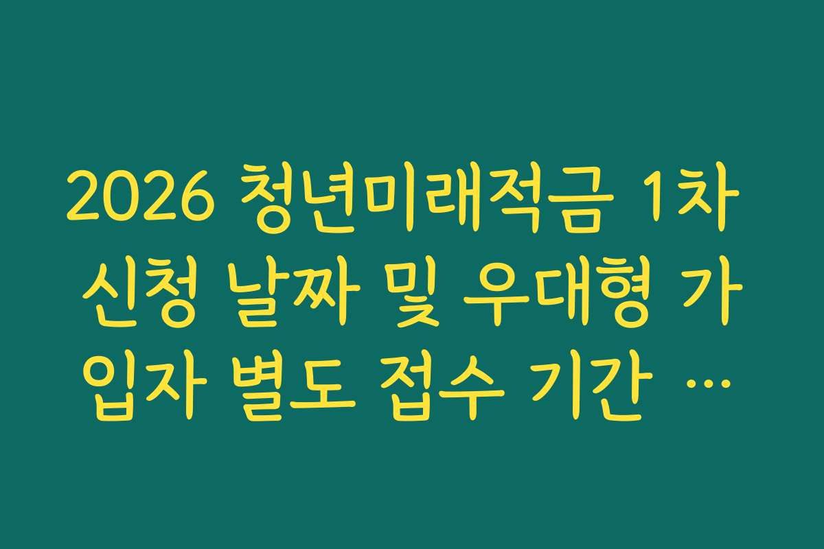 2026 청년미래적금 1차 신청 날짜 및 우대형 가입자 별도 접수 기간 안내