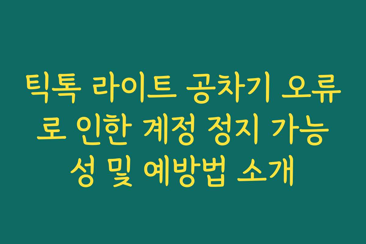 틱톡 라이트 공차기 오류로 인한 계정 정지 가능성 및 예방법 소개