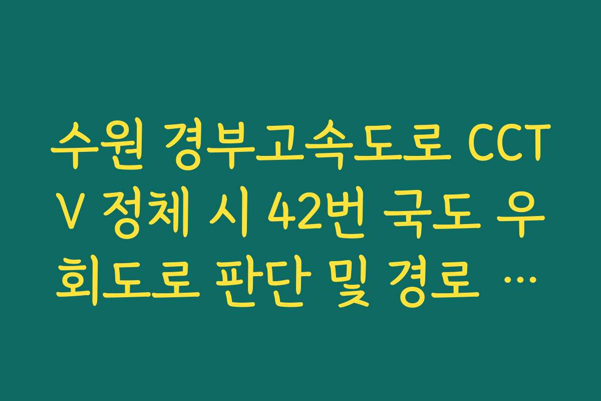 수원 경부고속도로 CCTV 정체 시 42번 국도 우회도로 판단 및 경로 분석