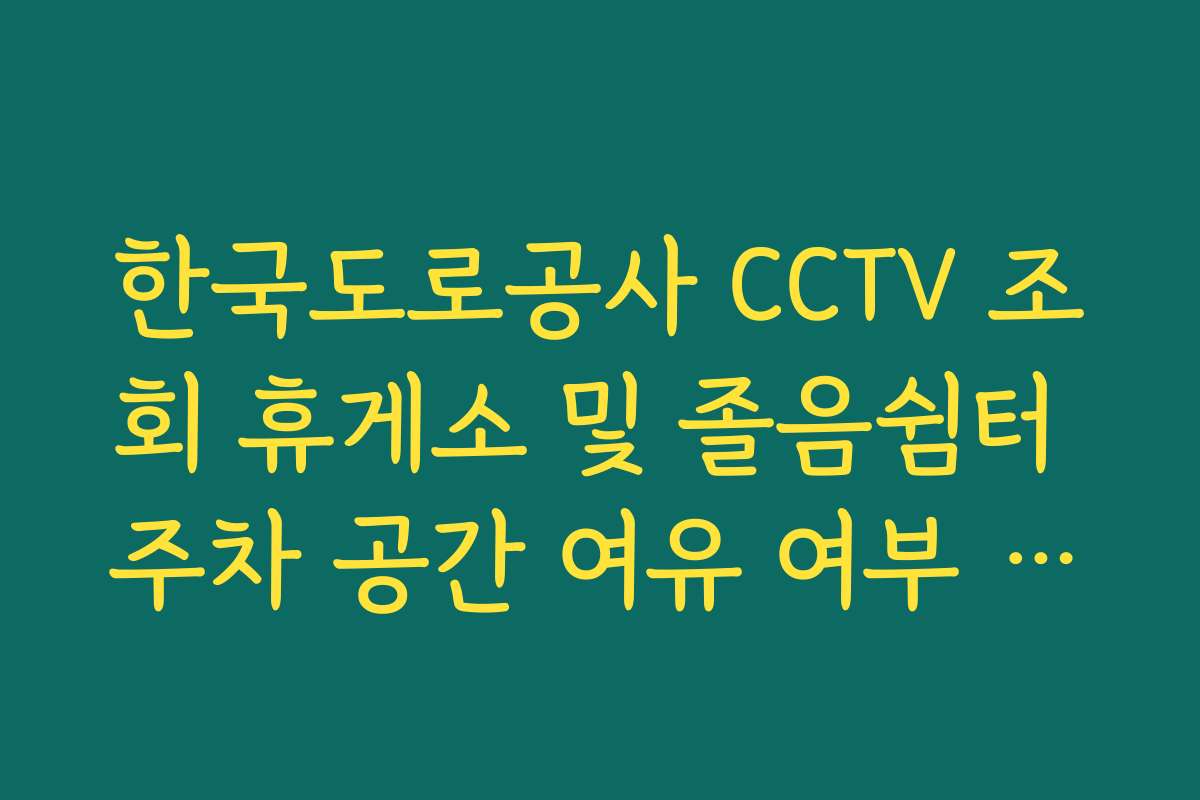 한국도로공사 CCTV 조회 휴게소 및 졸음쉼터 주차 공간 여유 여부 확인