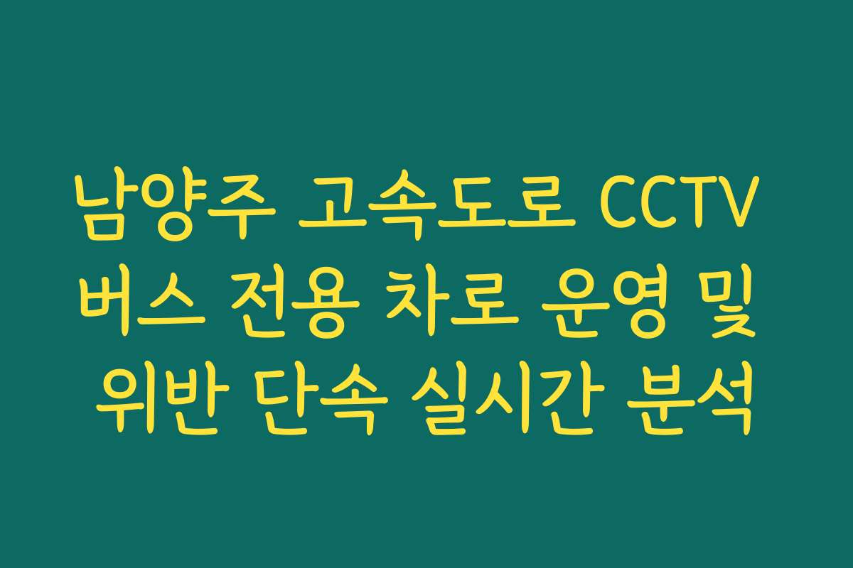 남양주 고속도로 CCTV 버스 전용 차로 운영 및 위반 단속 실시간 분석