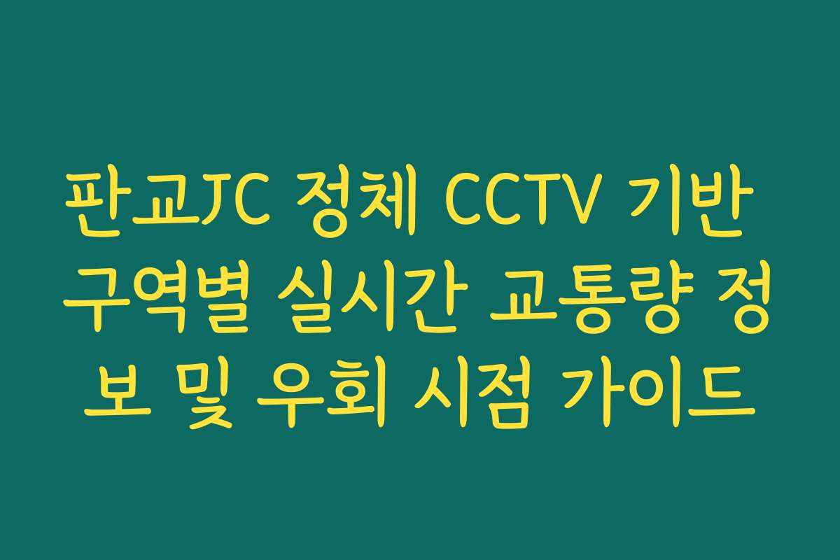 판교JC 정체 CCTV 기반 구역별 실시간 교통량 정보 및 우회 시점 가이드
