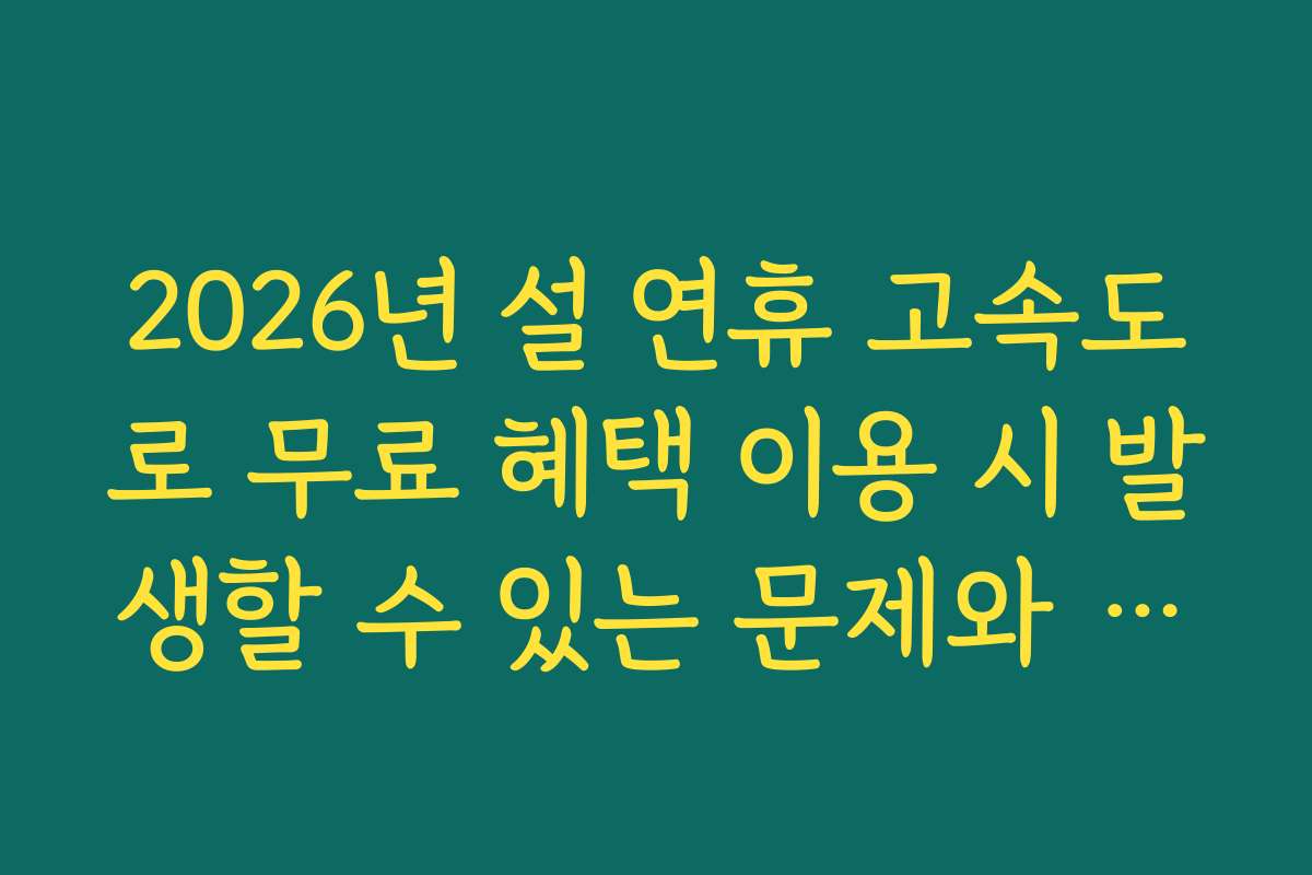 2026년 설 연휴 고속도로 무료 혜택 이용 시 발생할 수 있는 문제와 해결책 제시