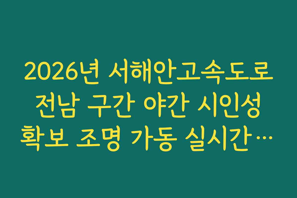 2026년 서해안고속도로 전남 구간 야간 시인성 확보 조명 가동 실시간 분석